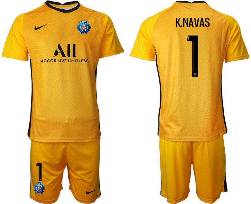 Men 2020-2021 club Paris St German yellow goalkeeper #1 Soccer Jerseys->paris st german jersey->Soccer Club Jersey